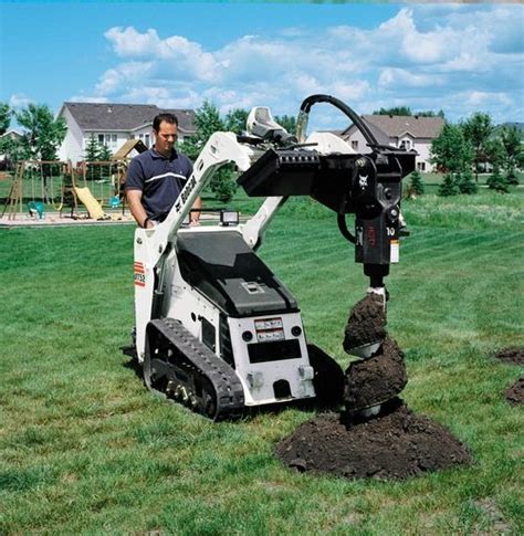 skid steer with auger attachment rental|bobcat post hole digger rental.